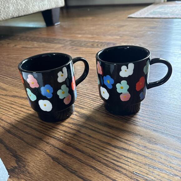 Urban outfitters home black and floral mugs - Picture 1 of 3